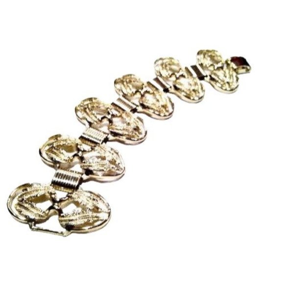 Vintage Book Chain Golden Link Bracelet Whimsical Leaves Design Sustainable Gift - Picture 2 of 5